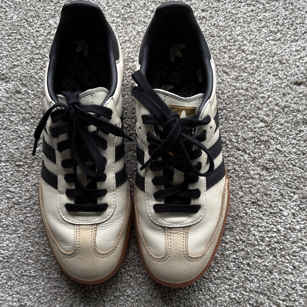 Adidas Women’s Cream and Black Sneakers